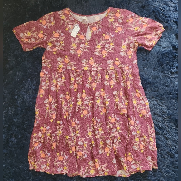 Nwt maurices maroon floral flowy dress with pockets size extra large - Picture 2 of 6